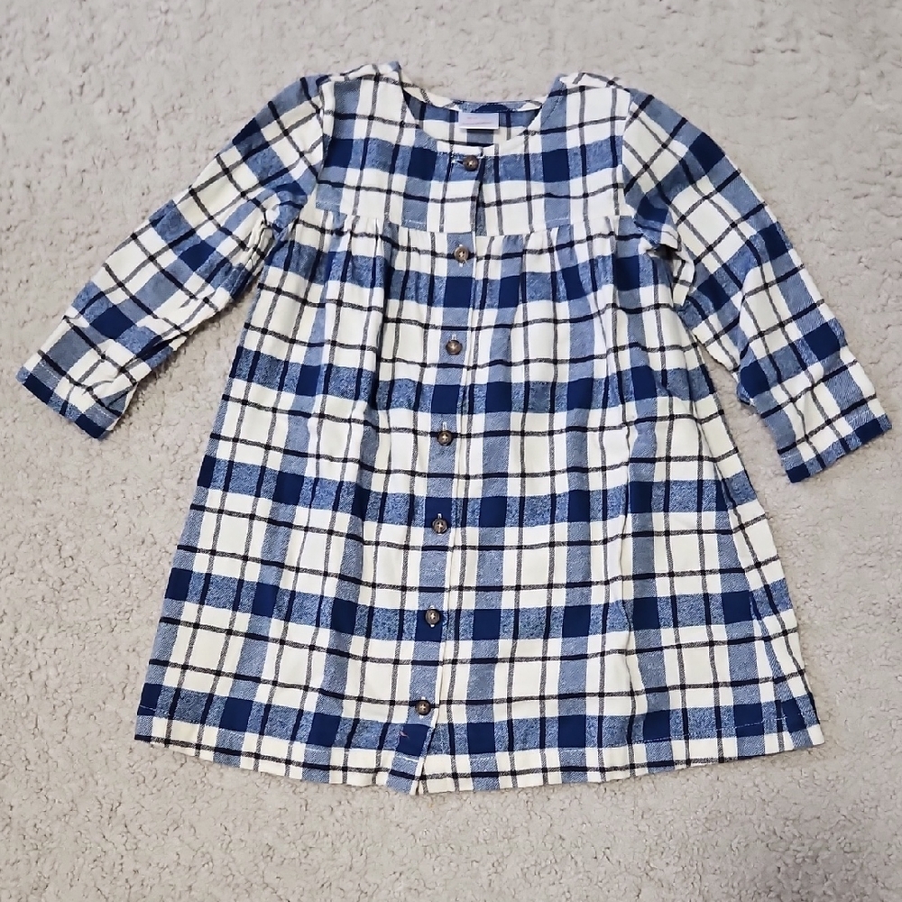 Blue and White Flannel Dress
